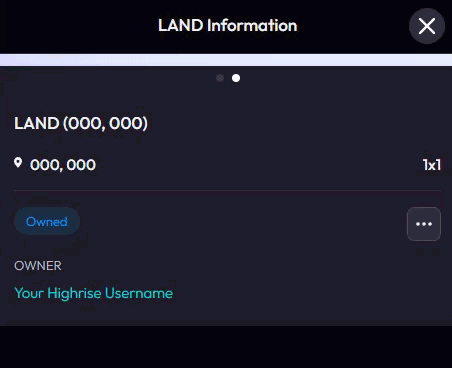 Withdrawing a LAND plot from the Highrise app to mint it onto the blockchain